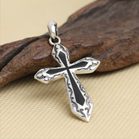 An Téalainn Sterling Silver Pendants, Cross, cruan, 40x25mm, Poll:Thart 1-3mm, 3ríomhairí pearsanta/Lot, Díolta De réir Lot