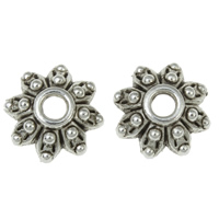 Zink Alloy Bead Cap, Blomma, antik silver pläterad, nickel, bly och kadmium gratis, 8x3mm, Hål:Ca 1mm, Ca 3846PC/KG, Säljs av KG