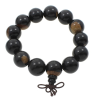 Pulsera Mala, Rayo Jujube, con Cuerda elástica de nylon, Esférico, La joyería budista & diverso tamaño para la opción, Negro, longitud aproximado 7.5 Inch, Vendido por Bolsa