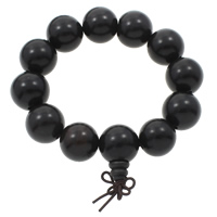 Pulsera Mala, sándalo negro, con Cuerda elástica de nylon, Esférico, La joyería budista & diverso tamaño para la opción, Negro, longitud aproximado 7.5 Inch, Vendido por Bolsa