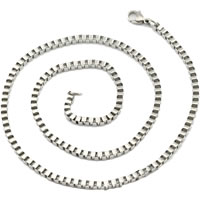 Stainless Steel Chain Ogrlica, Nehrđajući čelik, različite veličine za izbor & Kutija lanac, izvorna boja, Dužina Približno 19.5 inčni, Prodano By Lot