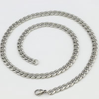 Stainless Steel Chain Ogrlica, Nehrđajući čelik, različite veličine za izbor & twist ovalni lanac, izvorna boja, Dužina Približno 19.6 inčni, Prodano By Lot