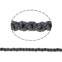 Perles hématites amagnétiques, hématite non magnétique, fleur, noire, 8x8x3mm, Trou:Environ 1mm, Longueur Environ 15.7 pouce, 10Strandstoron/sac, Environ 100PC/brin, Vendu par sac