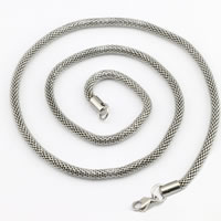 Stainless Steel Chain Ogrlica, Nehrđajući čelik, različite veličine za izbor & mrežaste lanac, izvorna boja, Dužina Približno 19.6 inčni, 20pramenovi/Lot, Prodano By Lot