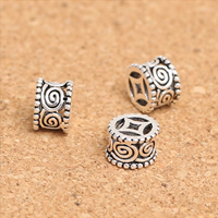 Ταϊλάνδη Sterling Silver Beads, Στήλη, κοίλος, 8x5mm, Τρύπα:Περίπου 1.2mm, 20PCs/Παρτίδα, Sold Με Παρτίδα