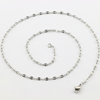 Stainless Steel Chain Ogrlica, Nehrđajući čelik, različite veličine za izbor, izvorna boja, Dužina Približno 19.6 inčni, 50pramenovi/Lot, Prodano By Lot