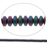 Nicht-magnetische Hämatit Perlen, Non- magnetische Hämatit, Rondell, bunte Farbe plattiert, verschiedene Größen vorhanden & satiniert, farbenfroh, Bohrung:ca. 1mm, Länge ca. 15.7 ZollInch, verkauft von Tasche