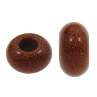 European stílus Gemstone gyöngyök, Goldstone, Rondelle, természetes, nélkül troll, 8x14mm, Lyuk:Kb 6mm, 100PC-k/Bag, Által értékesített Bag