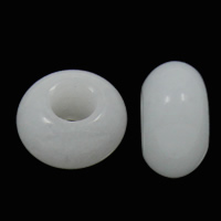 European styl korálky Gemstone, Jade White, Rondelle, přírodní, bez troll, 8x14mm, Otvor:Cca 6mm, 100PC/Bag, Prodáno By Bag