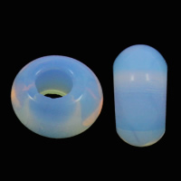 Farraige Opal European Bead, Rondelle, gan troll, 8x14mm, Poll:Thart 6mm, 100ríomhairí pearsanta/Mála, Díolta De réir Mála