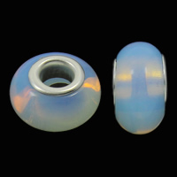 Opaline Goutte European, rondelle, noyau double en laiton sans filetage, 8.5x14mm, Trou:Environ 5mm, 100PC/sac, Vendu par sac