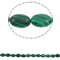 Malakit Bead, Flat Oval, syntetisk, 13x18x5mm, Hål:Ca 1.5mm, Ca 22PC/Strand, Såld Per Ca 15.3 inch Strand