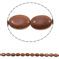 Goldstone Bead, Flad Oval, naturlig, 13x18x5mm, Hole:Ca. 1.5mm, Ca. 22pc'er/Strand, Solgt Per Ca. 15.3 inch Strand