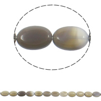 Přírodní šedá Achát Korálky, Šedá Achát, Flat Oval, 13x18x5mm, Otvor:Cca 1.5mm, Cca 22PC/Strand, Prodáno za Cca 15.3 inch Strand