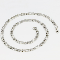 Stainless Steel Chain Ogrlica, Nehrđajući čelik, različite veličine za izbor & Figaro lanac, izvorna boja, Dužina Približno 19.6 inčni