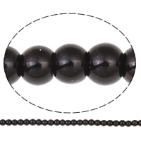 Perlmuttartige Glasperlen, rund, schwarz, 6mm, Bohrung:ca. 1mm, Länge ca. 31.4 ZollInch, 10SträngeStrang/Tasche, ca. 156PCs/Strang, verkauft von Tasche