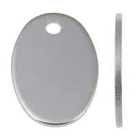 Rustfrit stål Tag Charm, Stainless Steel, Flad Oval, laseren mønster & Tilpasset, oprindelige farve, 11u00d715mm, Hole:Ca. 2mm, 10pc'er/Bag, Solgt af Bag