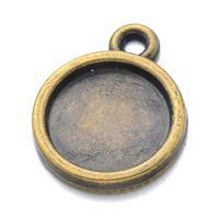 Pendentif en alliage de zinc Cabochon Cadre, Plat rond, Plaqué de couleur de bronze antique, protéger l'environnement, sans nickel, plomb et cadmium, 12x16mm, Trou:Environ 2mm, Diamètre intérieur:Environ 10mm, 100PC/lot, Vendu par lot