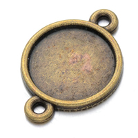 Monture de connecteur en alliage de zinc, Plat rond, Plaqué de couleur de bronze antique, boucle de 1/1, protéger l'environnement, sans nickel, plomb et cadmium, 14.70x21mm, Trou:Environ 1.9mm, Diamètre intérieur:Environ 12mm, 100PC/lot, Vendu par lot