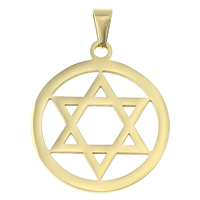 Pendants Jewelry Cruach dhosmálta, Star of David, dath an óir plated, 35x40x2mm, Poll:Thart 4x8mm, 10ríomhairí pearsanta/Lot, Díolta De réir Lot