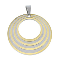 Roestvrij stalen sieraden Hangers, Roestvrij staal, Donut, plated, two tone, 40x40x2mm, Gat:Ca 4.5x7.5mm, 10pC's/Lot, Verkocht door Lot