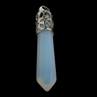 Sea Opal vedhæng, med Messing, pendulet, platin farve forgyldt, nikkel, bly & cadmium fri, 10x61mm, Hole:Ca. 4x5mm, 10pc'er/Lot, Solgt af Lot