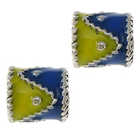 Imitatie cloisonné zink legering kralen, Zinc Alloy, Bloem, silver plated, imitatie Cloisonne & glazuur & two tone & zwart maken, nikkel, lood en cadmium vrij, 5x5mm, Gat:Ca 1.5mm, 50pC's/Lot, Verkocht door Lot