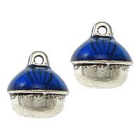 Charme de Bell Zinc Alloy, alliage de zinc, cloche, Placage de couleur argentée, imitation Cloisonné & émail & noircir, bleu, protéger l'environnement, sans nickel, plomb et cadmium, 9x10mm, Trou:Environ 1mm, 100PC/lot, Vendu par lot