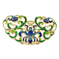 Zink legering emalje vedhæng, Zinc Alloy, guldfarve belagt, imitation Cloisonne & to tone, nikkel, bly & cadmium fri, 57x31x4mm, Hole:Ca. 3.5x1mm, 10pc'er/Lot, Solgt af Lot