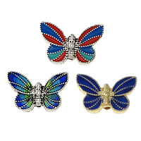 Imiteret Cloisonne zink legering perler, Zinc Alloy, Butterfly, forgyldt, dobbeltsidet emalje & imitation Cloisonne, flere farver til valg, nikkel, bly & cadmium fri, 21x14x6mm, Hole:Ca. 2mm, 30pc'er/Lot, Solgt af Lot