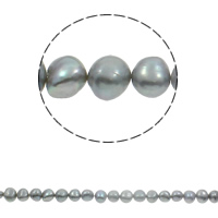 Barock odlad sötvattenspärla pärlor, Freshwater Pearl, grå, Grade AAA, 8-9mm, Hål:Ca 0.8mm, Såld Per Ca 15.7 inch Strand