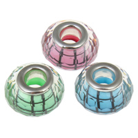 Resin European Beads Rondelle platinum color plated brass double core without troll & faceted Approx 5mm Sold By Bag