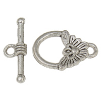 Sinc Alloy Toggle Clasp, Féileacán, dath airgid antique plátáilte, singil-snáithe, luaidhe & caidmiam saor in aisce, 12x18x2mm, 20x6.5x3mm, Poll:Thart 1.5mm, 2mm, 20seiteanna/Mála, Díolta De réir Mála