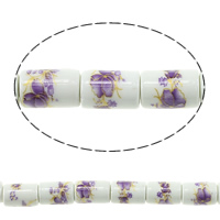 Printing Porcelain Beads Column with flower pattern Approx 2.5mm Length Approx 13.5 Inch Approx Sold By Lot