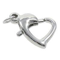 Brass Lobster Clasp Heart platinum color plated nickel lead & cadmium free Approx 2mm Sold By Bag