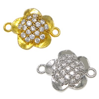 Cubic Zirconia Micro Pave Brass Connector Flower plated micro pave cubic zirconia & 1/1 loop nickel lead & cadmium free Approx 1mm Sold By Lot