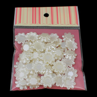 ABS Plastic Pearl Cabochon with OPP Bag Flower flat back white Sold By Bag