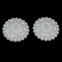 ABS plastikas pearl kabošonas nustatymas, Gėlė, butas atgal, baltas, 20x4mm, Vidinis skersmuo:Apytiksliai 4mm, Apytiksliai 1660kompiuteriai/Krepšys, Pardavė Krepšys