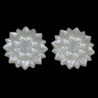 Plastique ABS perle cabochon, fleur, dos plat, blanc, 22x4mm, Environ 1000PC/sac, Vendu par sac