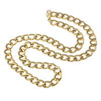 Ruostumaton teräs Kaulakoru, kullan väri kullattu, Curb Chain, 12x8x2mm, Pituus N. 20.5 tuuma, 10säikeet/erä, Myymät erä