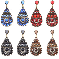 Fashion Statement Earring Zinc Alloy with plastic earnut & Resin iron post pin Teardrop antique gold color plated Bohemian style nickel lead & cadmium free Sold By Pair