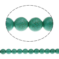 Grânulos de turquesas, Turquesa sintética, Roda, verde, 14mm, Buraco:Aprox 1mm, Aprox 30PCs/Strand, vendido para Aprox 16.1 inchaltura Strand