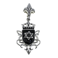 Stainless Steel Pendants Shield with star of David pattern & enamel & blacken 85mm  Approx Sold By Lot