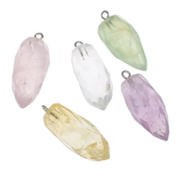 Natuurlijke Quartz Hangers, met messing borgtocht, platinum plated, gefacetteerde & gemengd, 12x28x10mm-14x32x12mm, Gat:Ca 2mm, 10pC's/Bag, Verkocht door Bag