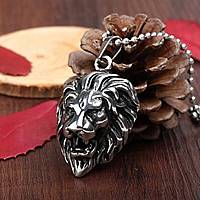 Rustfrit stål Animal Pendler, 316L Stainless Steel, Lion, sværte, 28x43mm, Hole:Ca. 3mm, Solgt af PC