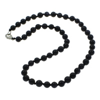 Blue Goldstone Halsketting, zinklegering karabijn, Ronde, natuurlijk, 8mm, Per verkocht Ca 18 inch Strand