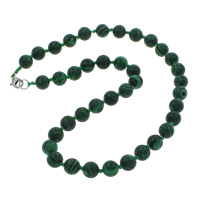 Malachite collier, Alliage de zinc fermoir homard, Rond, synthétique, 10mm, Vendu par Environ 18 pouce brin