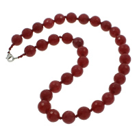 Red Agate Halskæde, zinklegering karabinlås, Runde, naturlig, 12mm, Solgt Per Ca. 19 inch Strand