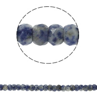 Blå Spot Stone Beads, Rondelle, naturlig, facetteret, 8x5mm, Hole:Ca. 1.5mm, Ca. 75pc'er/Strand, Solgt Per Ca. 15.7 inch Strand