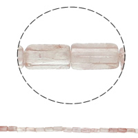 Korálky přírodní Rose Quartz, Obdélník, 6x12x4mm, Otvor:Cca 1.5mm, Cca 33PC/Strand, Prodáno za Cca 15.7 inch Strand